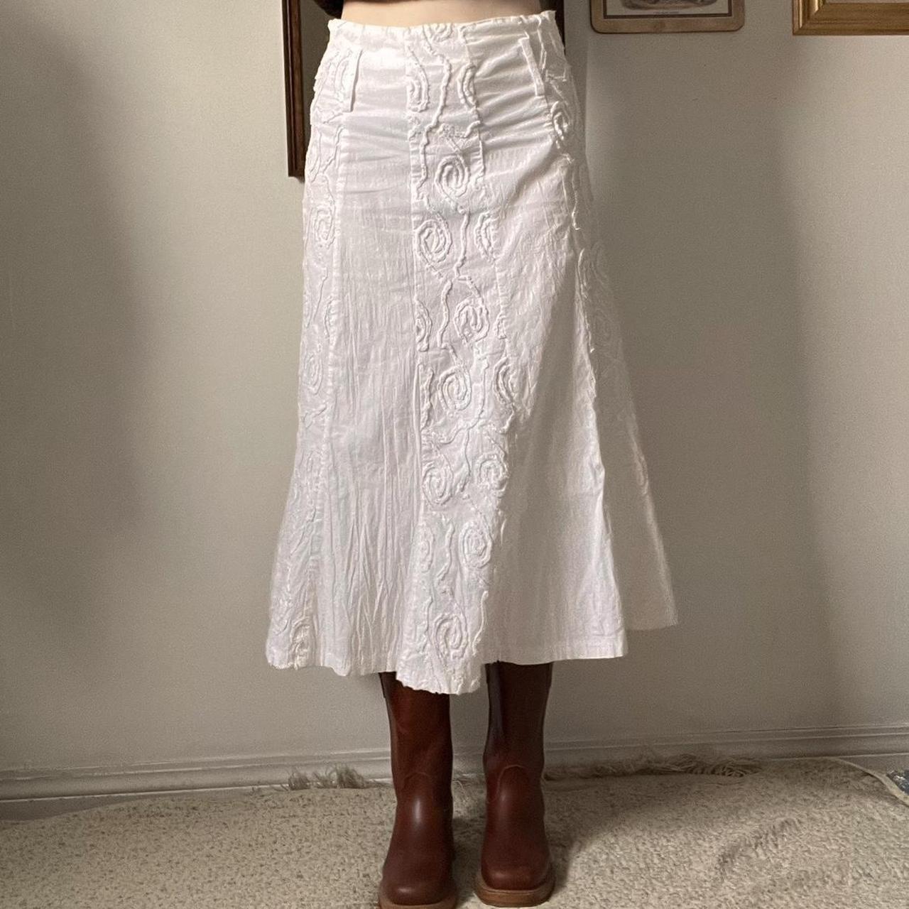 White textured maxi skirt (28")