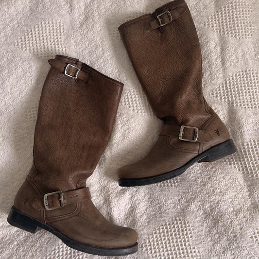 Brown slouch Frye boots (8.5)