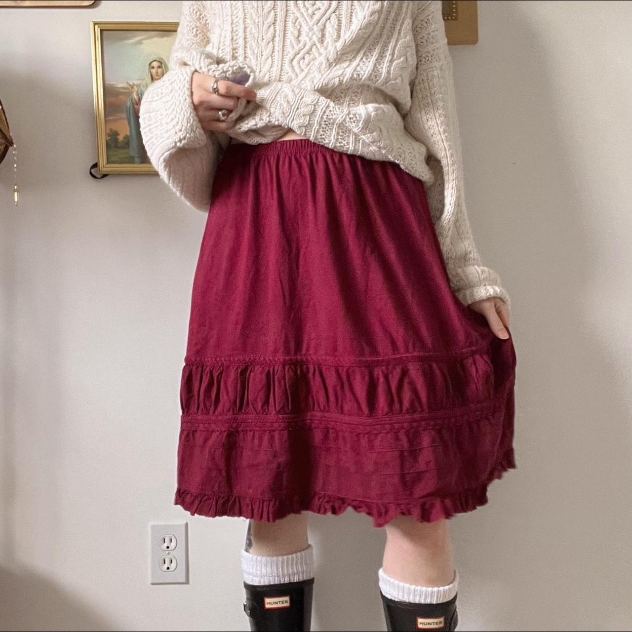 Cherry red ruffle skirt (S/M)