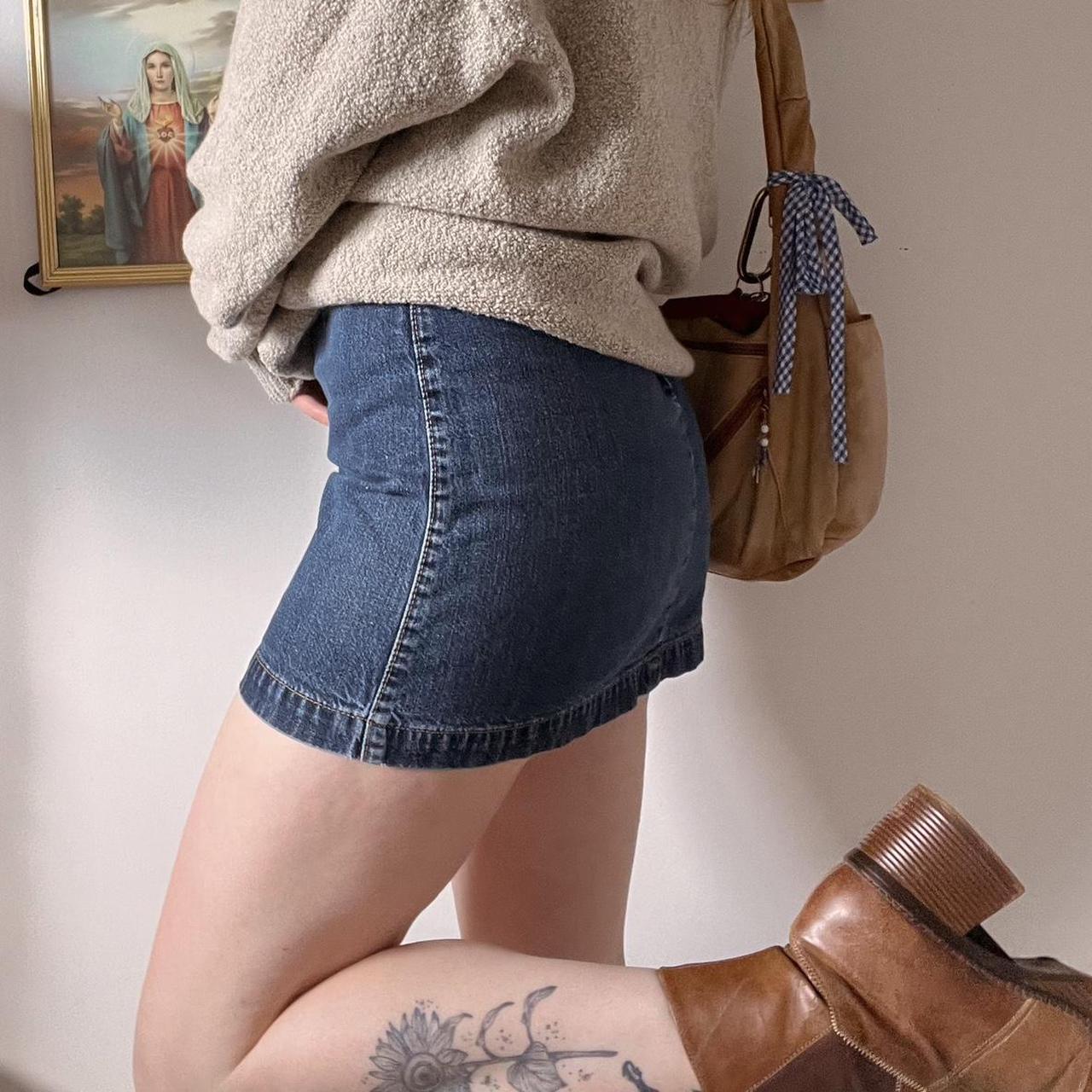 Dark denim mini skirt (S)