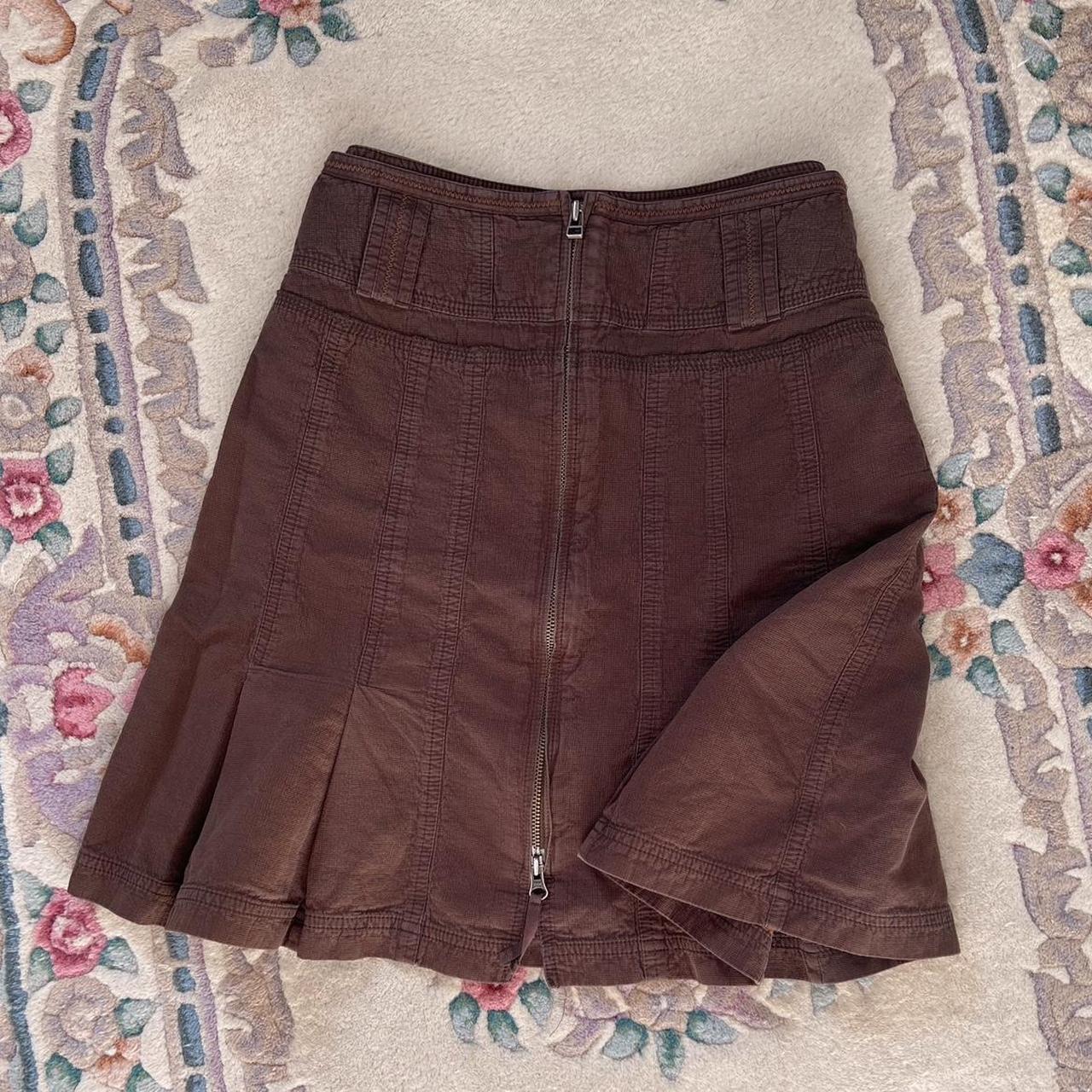 Brown zip midi skirt (S)