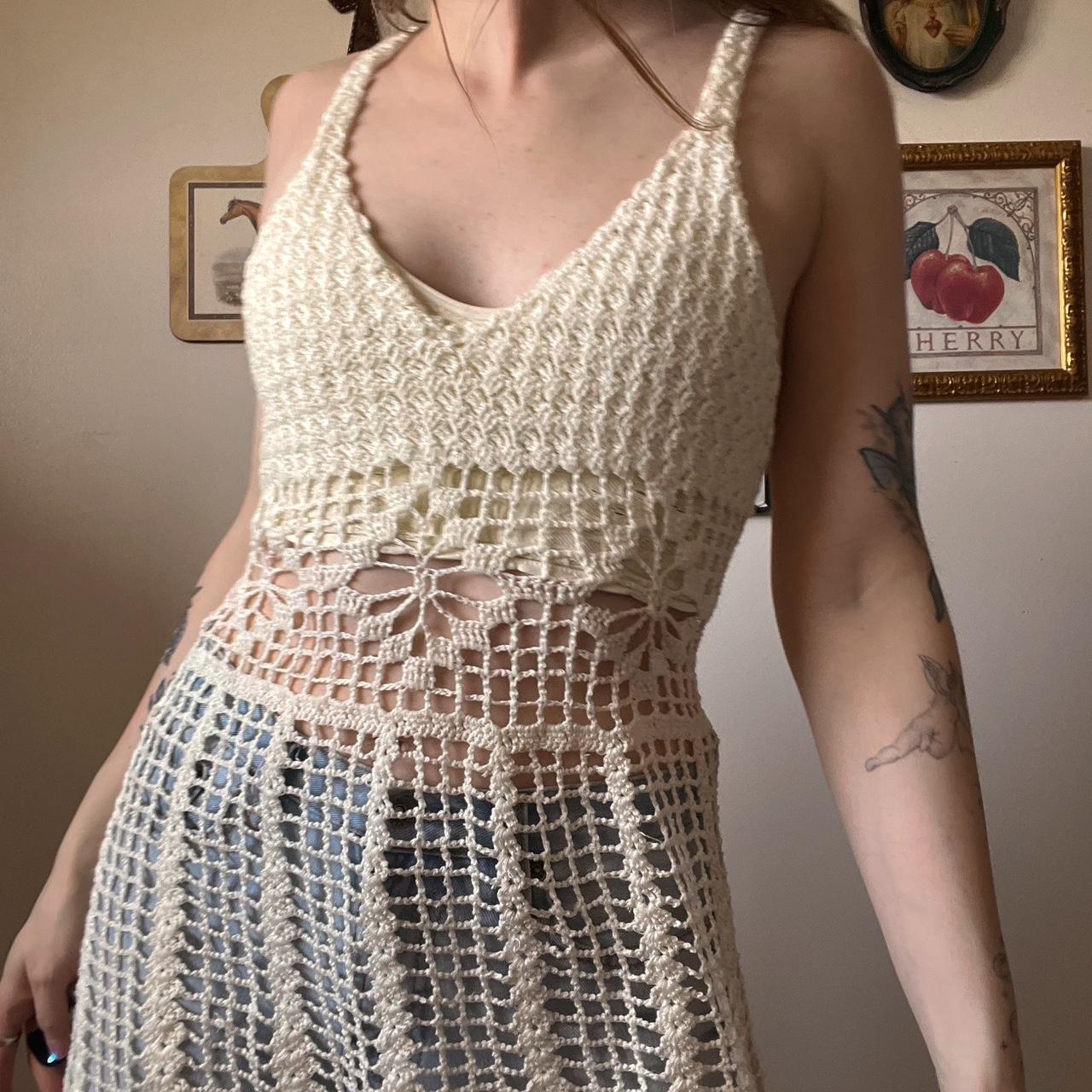 Vintage crochet mini dress (M)