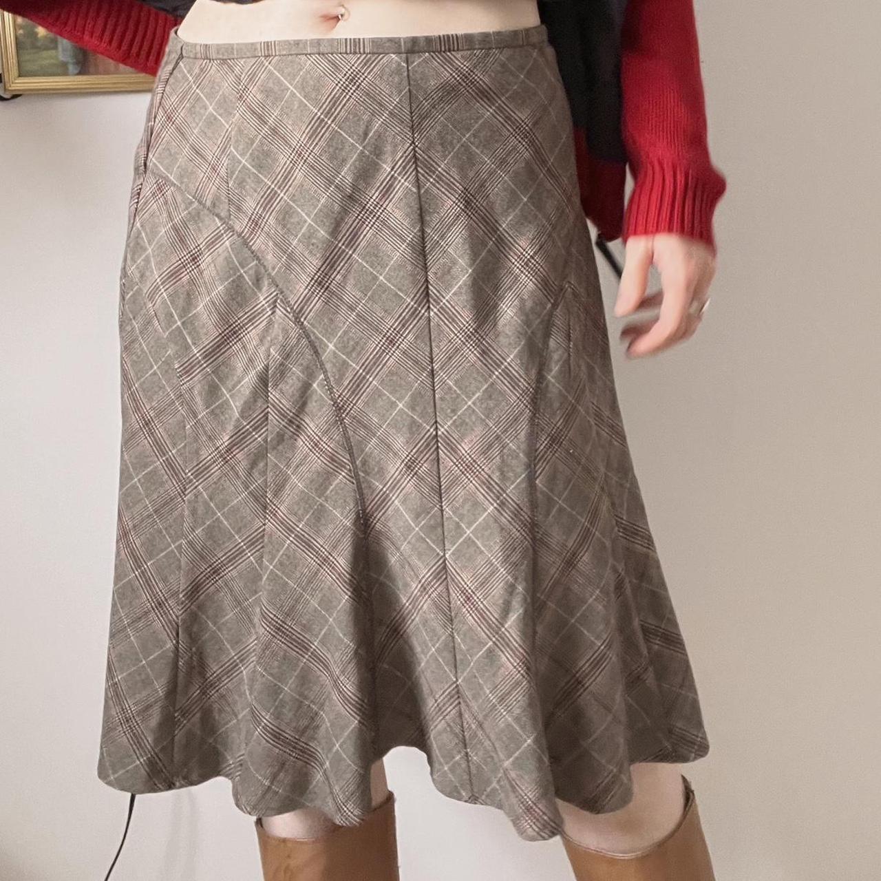 Plaid grunge midi skirt (M)