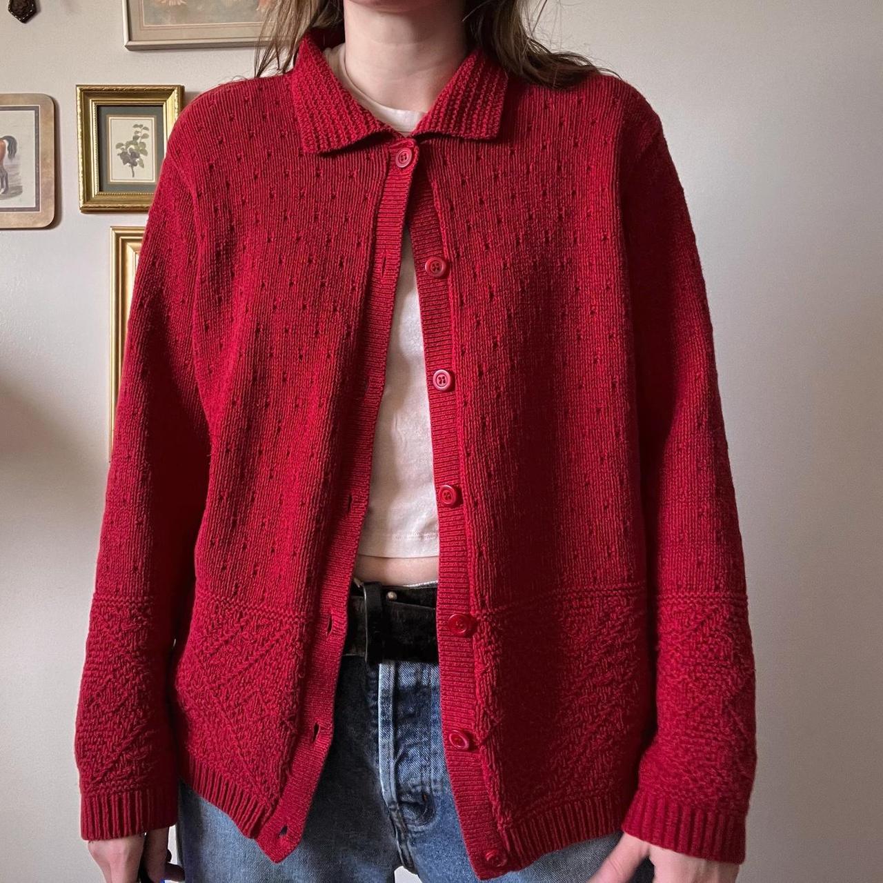 Red slouch knit cardigan (L)