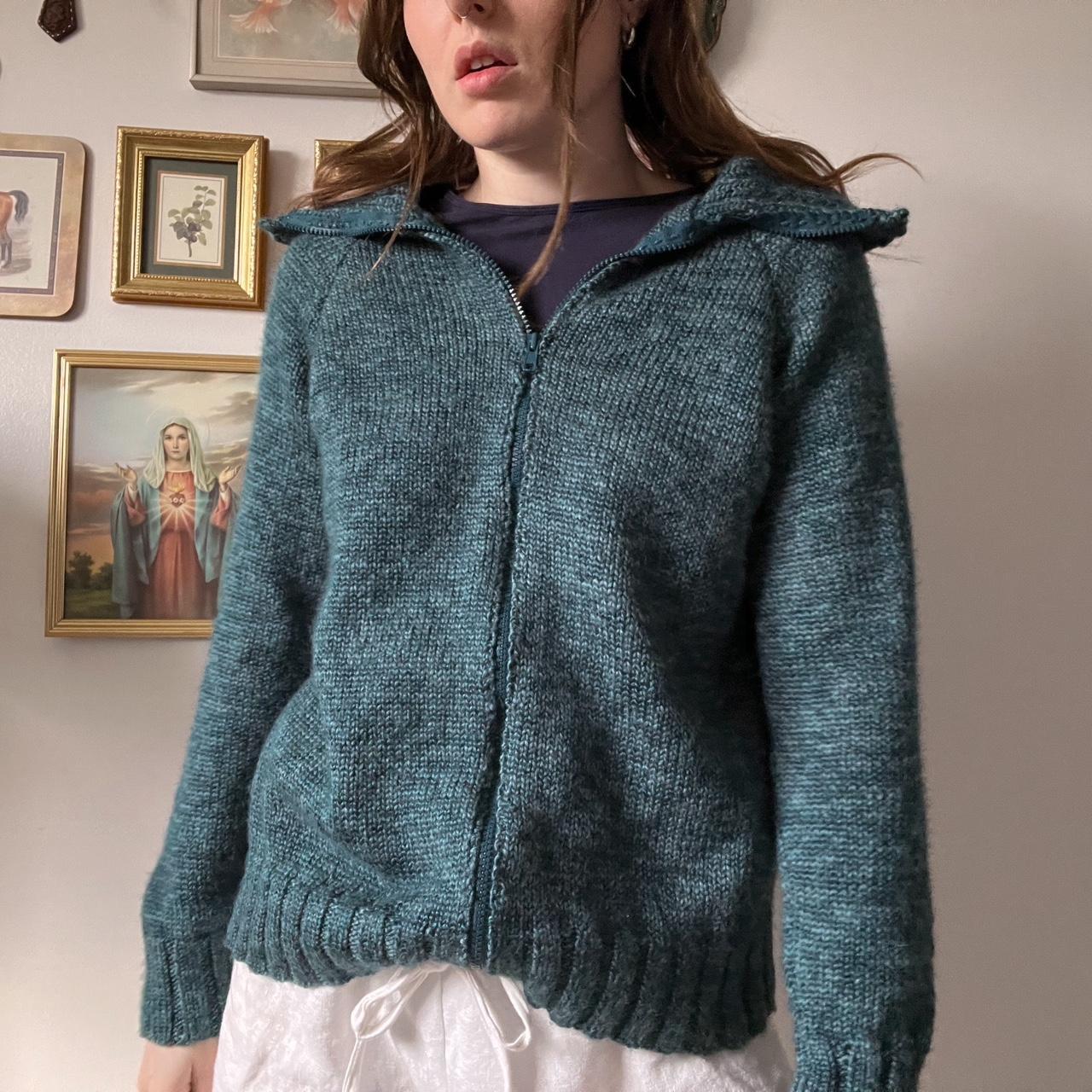 Sea blue knit cardigan (S)