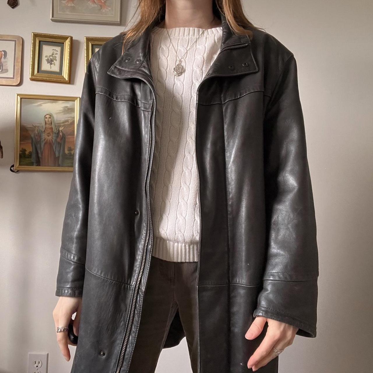 90s vintage grunge leather jacket (L)