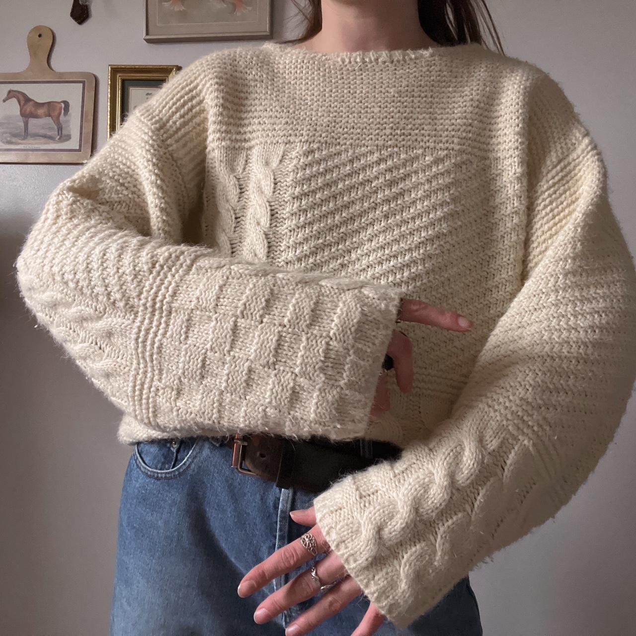 Vintage cream knit sweater (L)