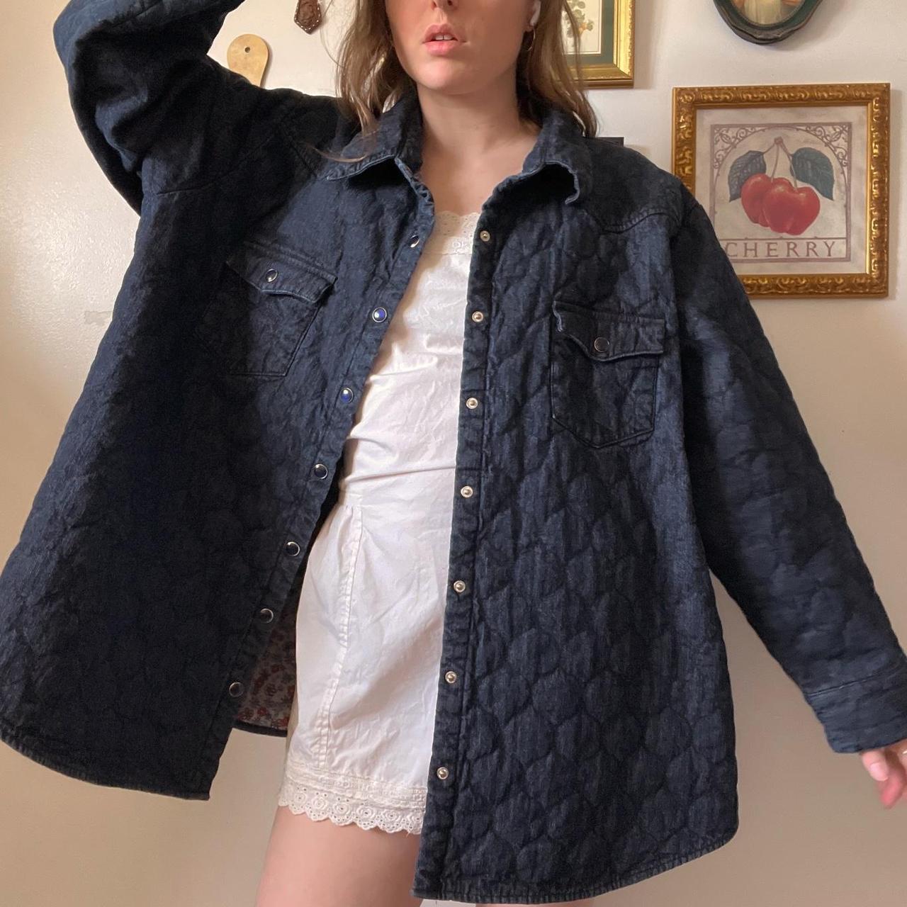 Quilted floral lined denim jacket (XL)