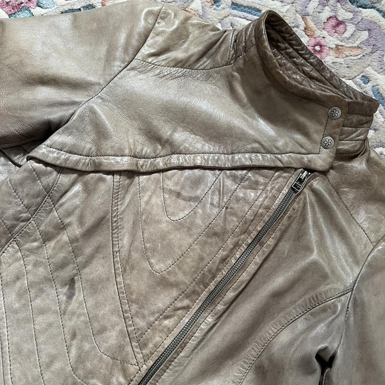 Fawn brown leather jacket (M)