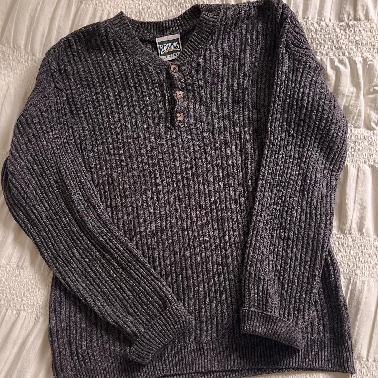 Chunky grey ribbed knit sweater (XL)