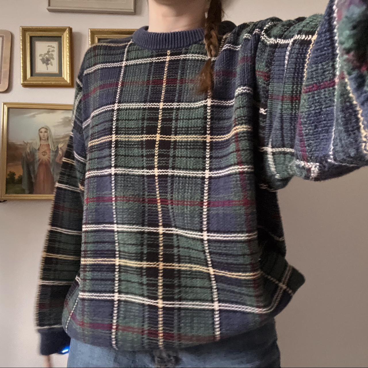 Vintage checkered knit sweater (XL)