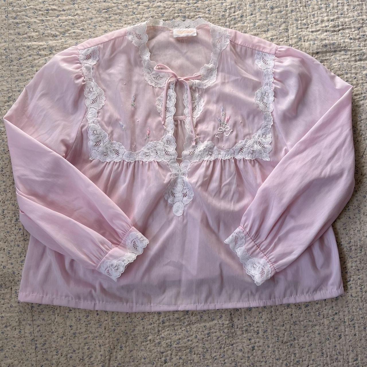 Pink lace cottage blouse (L)