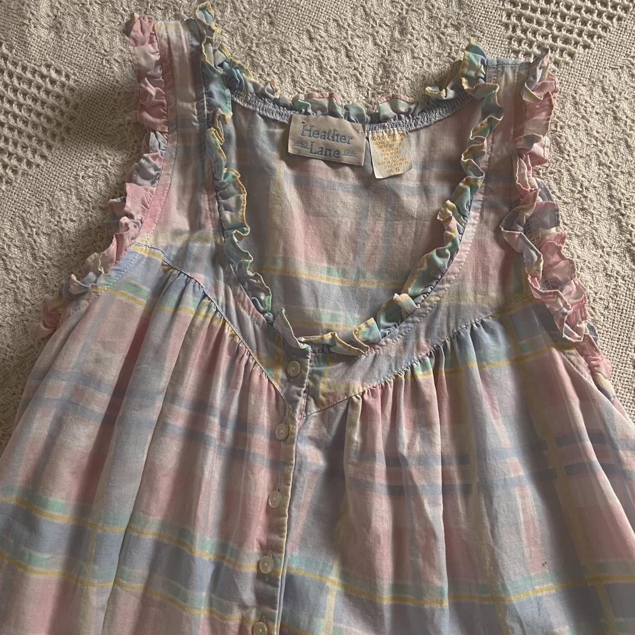 Pastel checkered ruffle nightgown (S)