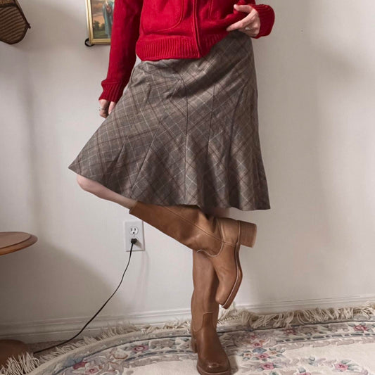 Plaid grunge midi skirt (M)