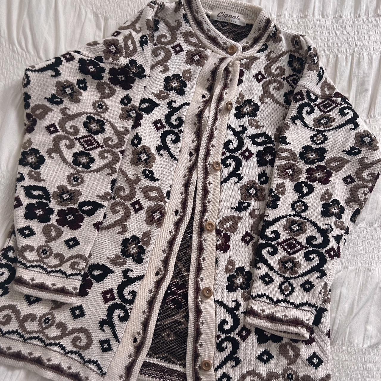 Vintage floral cream cardigan (S)