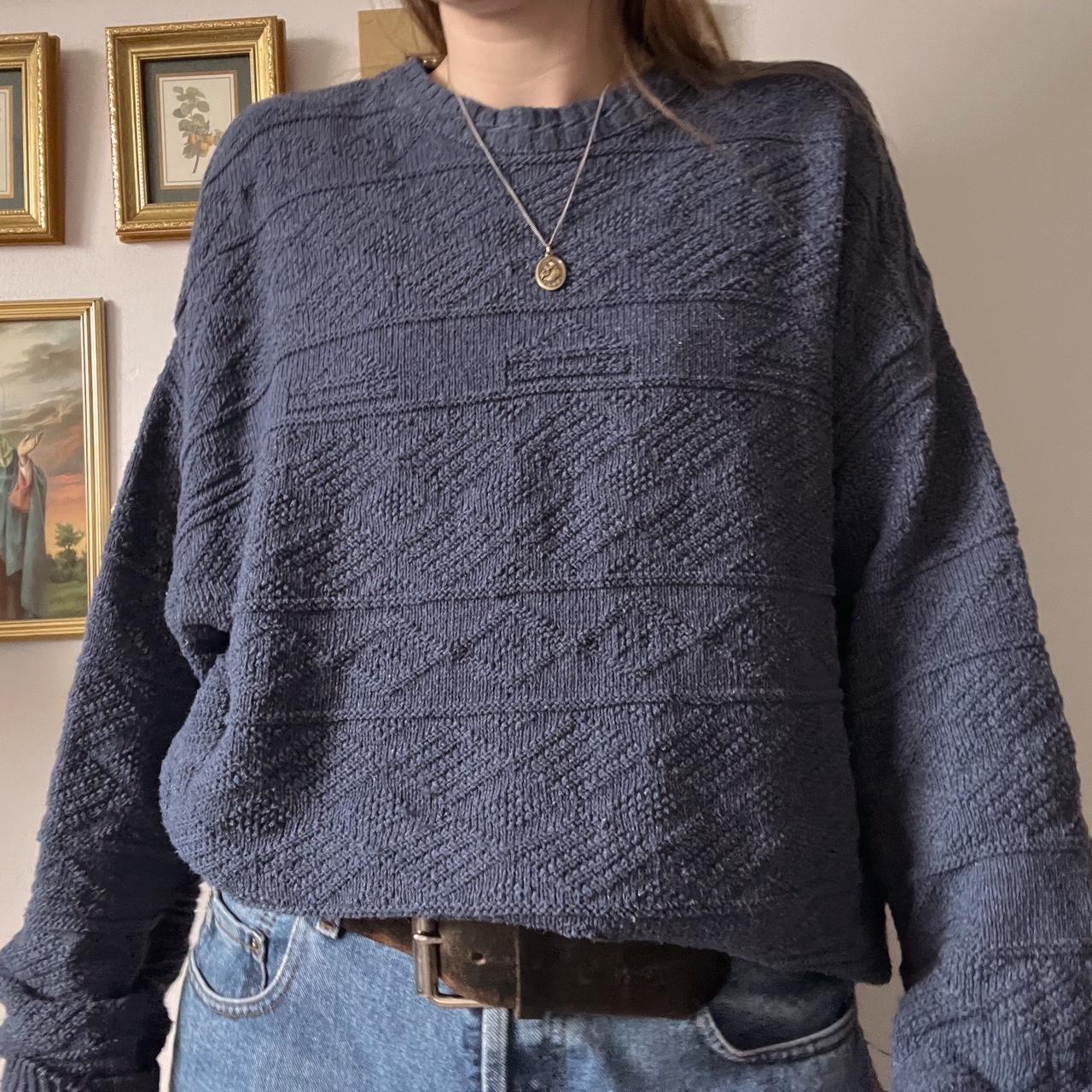 90's navy textured knit sweater (XL)