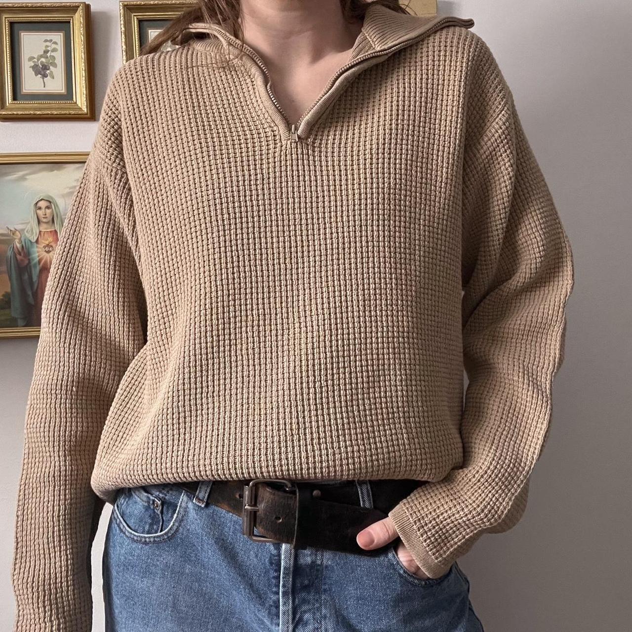 Waffle knit quarter zip sweater (M)