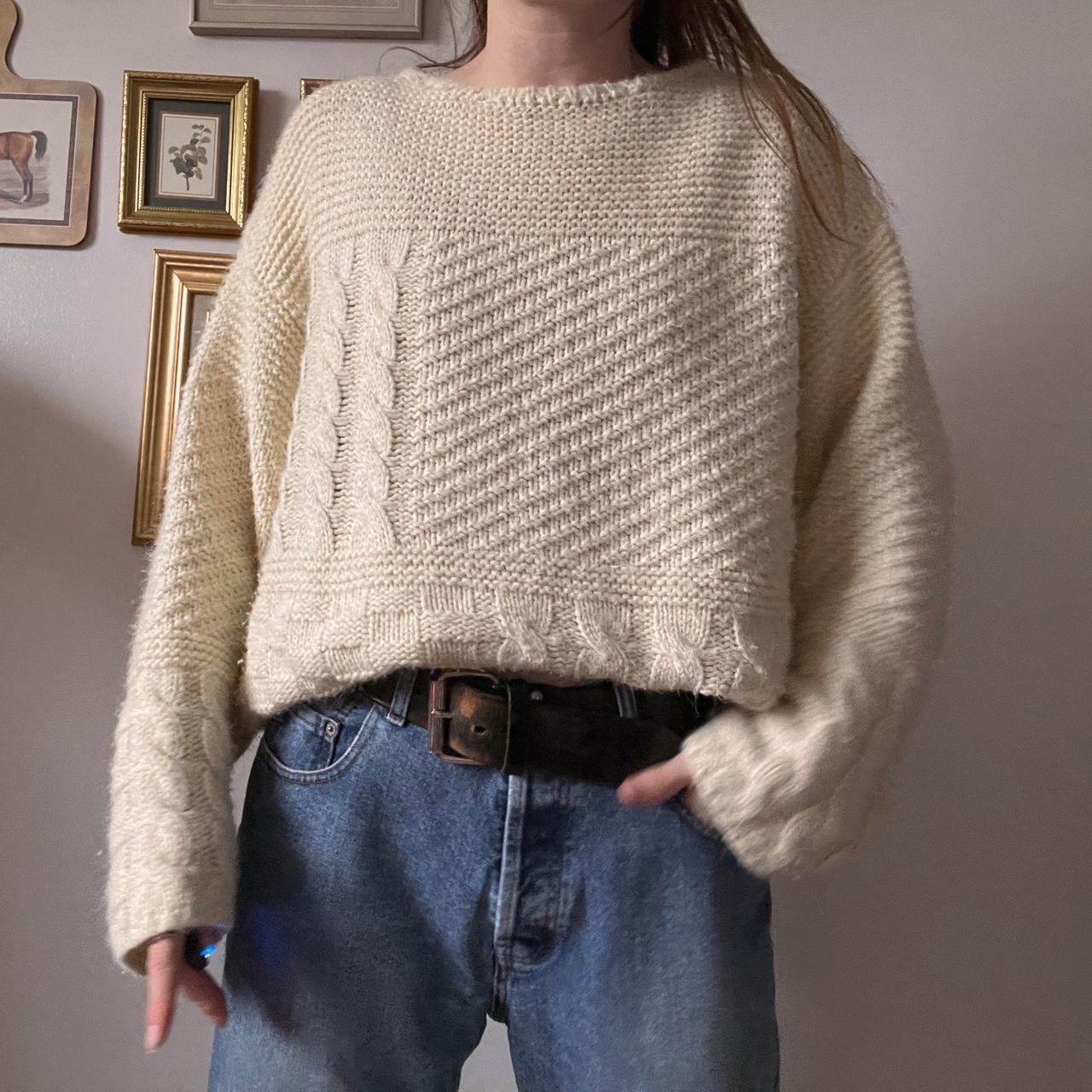 Vintage cream knit sweater (L)