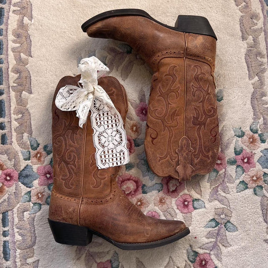 Brown leather cowboy boots (7)