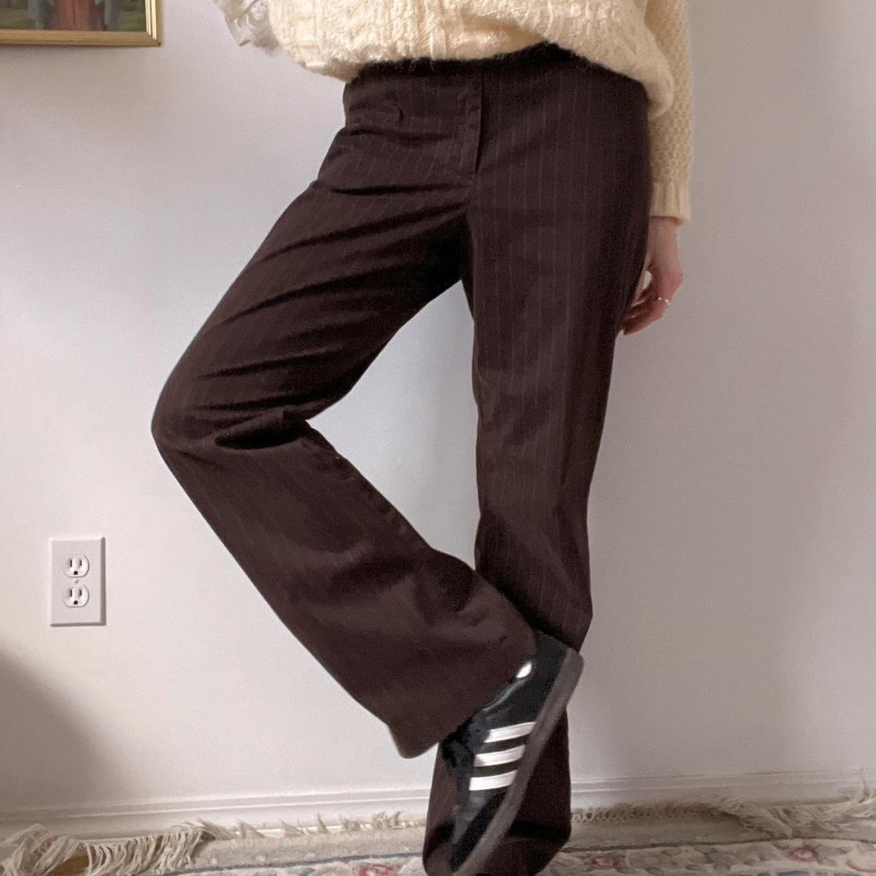 Brown pinstripe flare trousers (30')