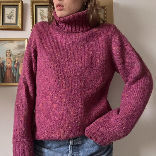 Magenta rose knit jumper (L)