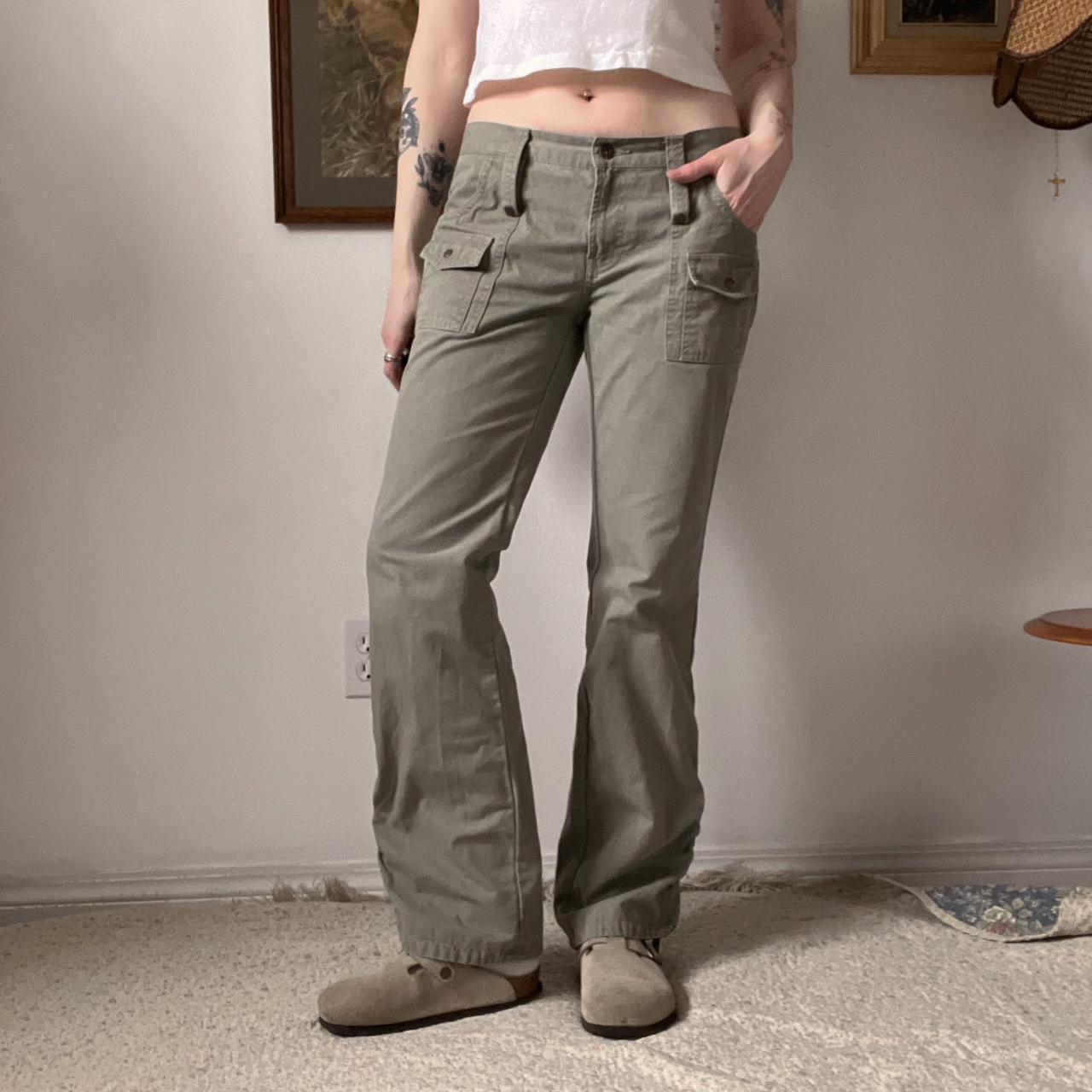 Sage green low rise pants (S)