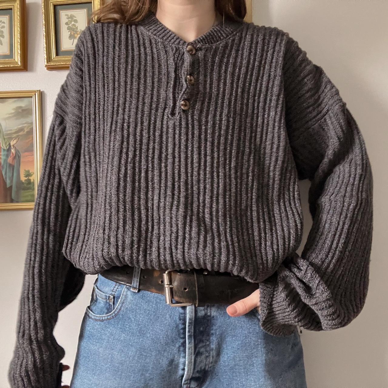 Chunky grey ribbed knit sweater (XL)