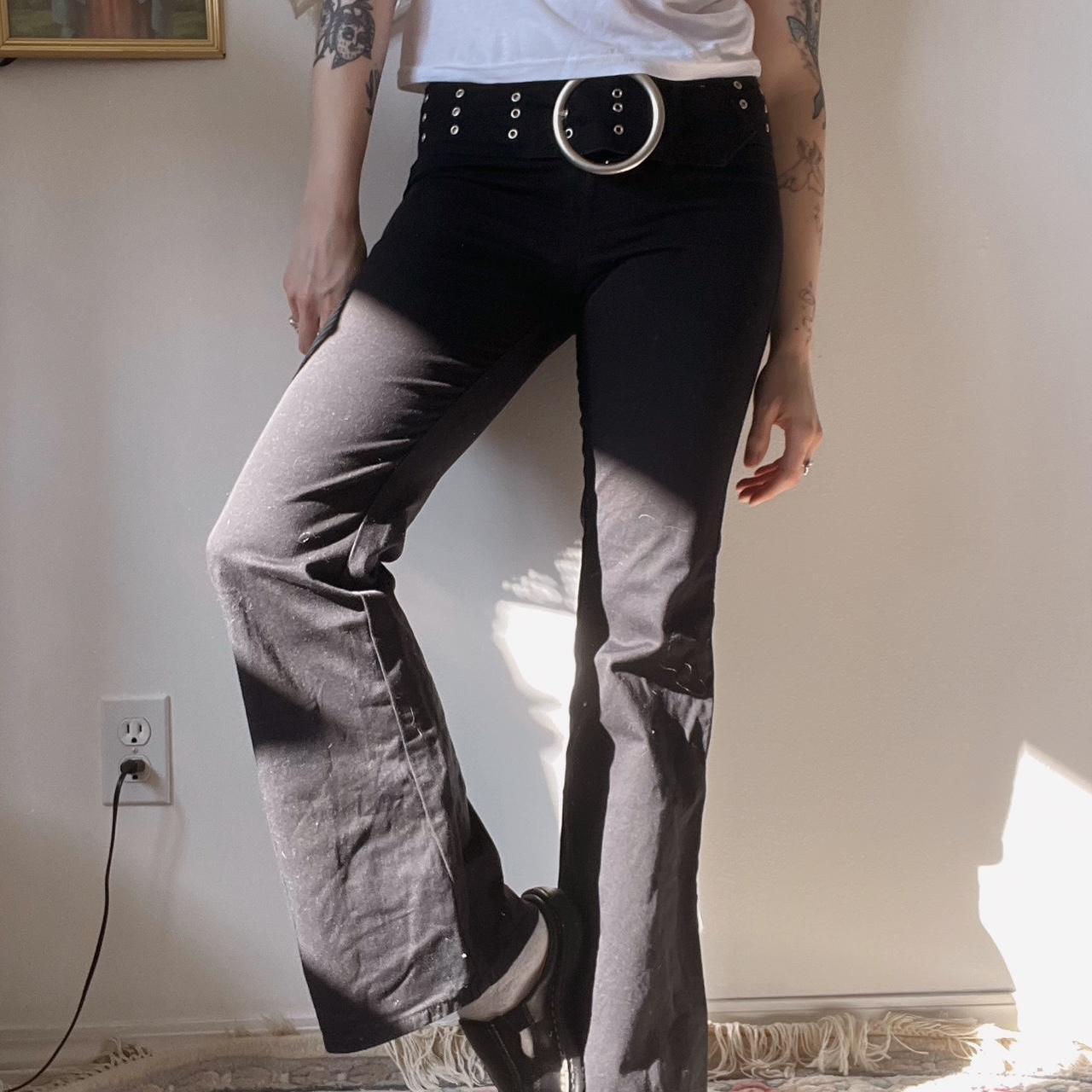 Y2K belted flare pants (XS)