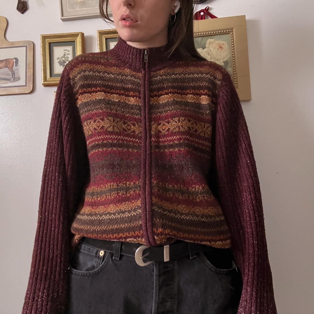 Burgundy naturecore stripe cardigan (L)