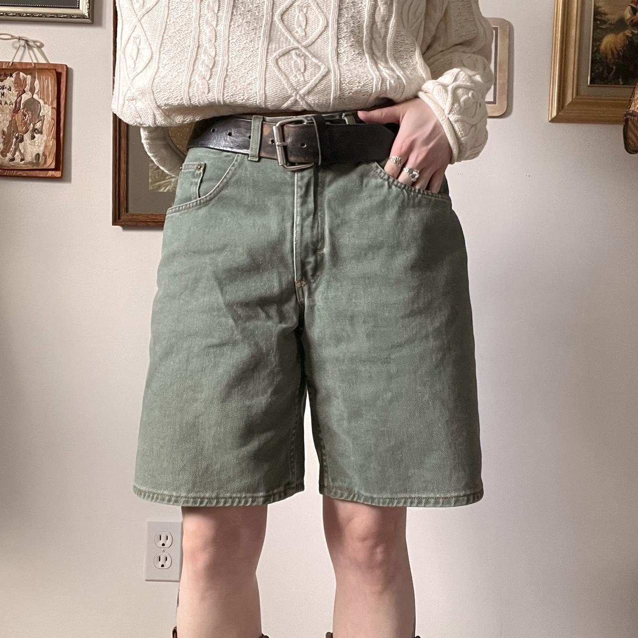 90's forest green denim shorts (31")