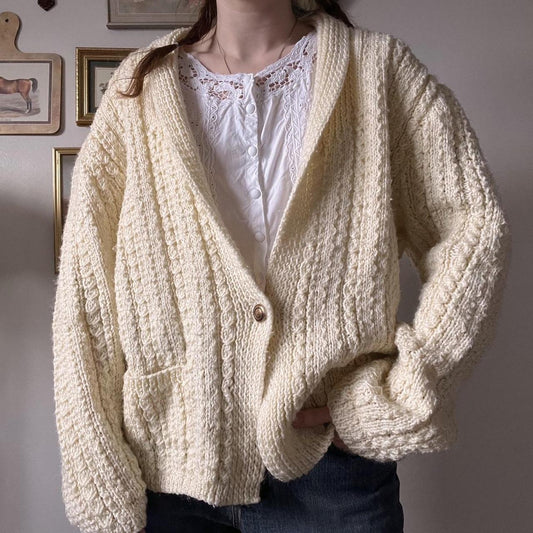 Cream chunky knit cardigan (XL)