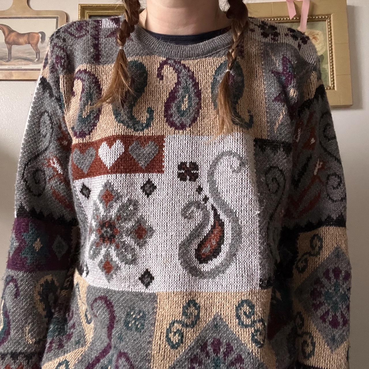 Vintage paisley knit sweater (L)