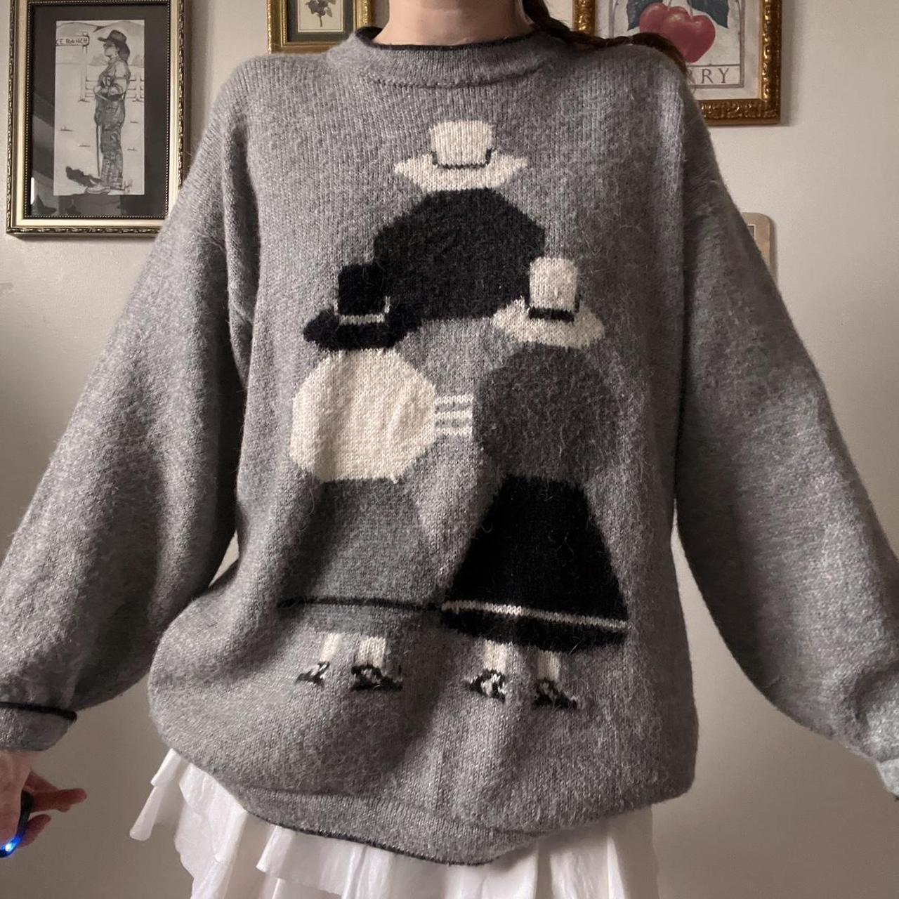 Grey skies wool knit sweater (L)