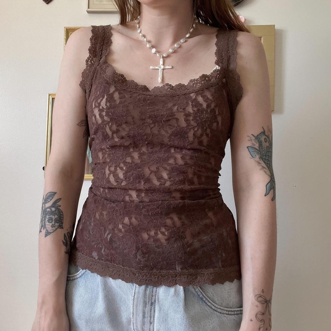 Brown lace cami (XL)