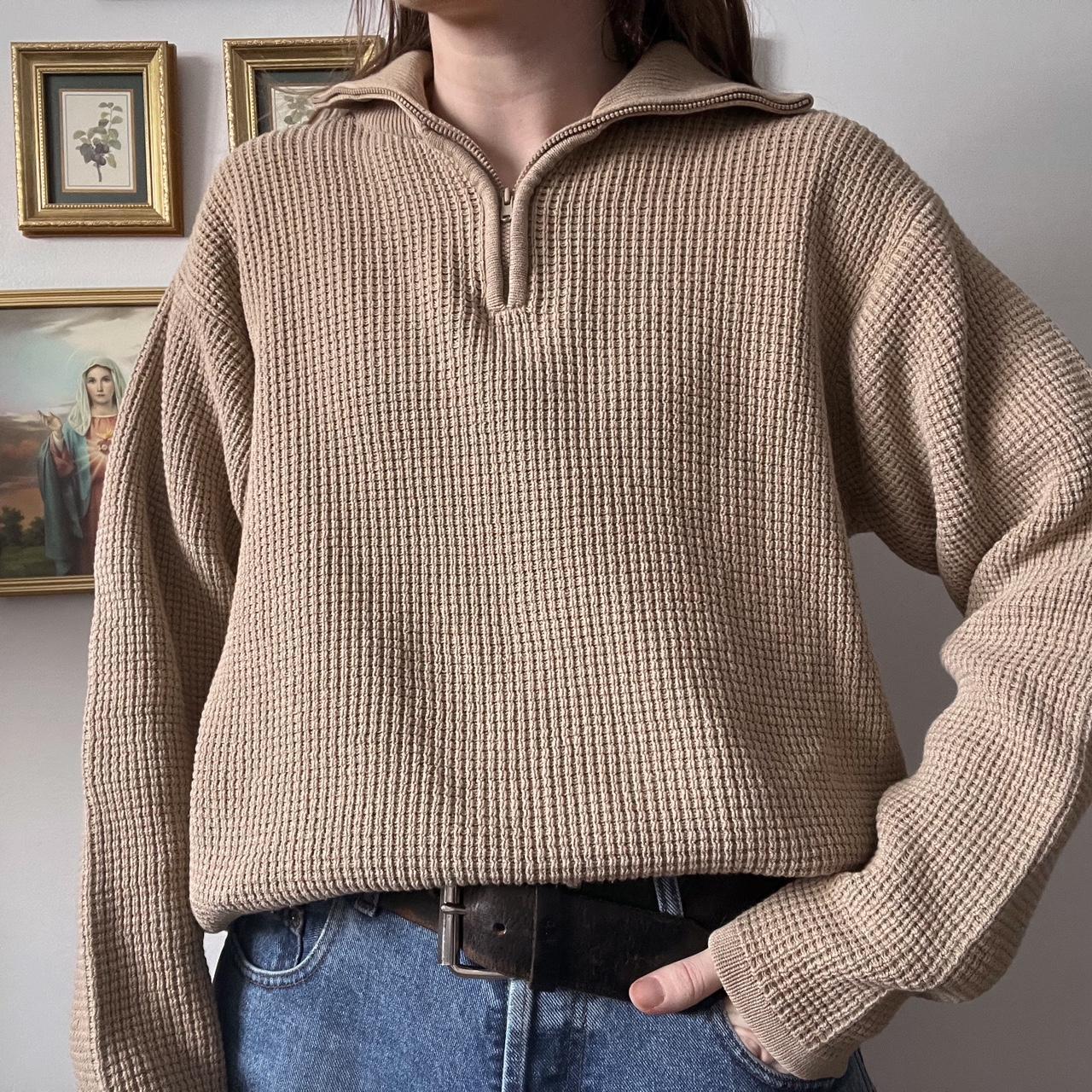 Waffle knit quarter zip sweater (M)