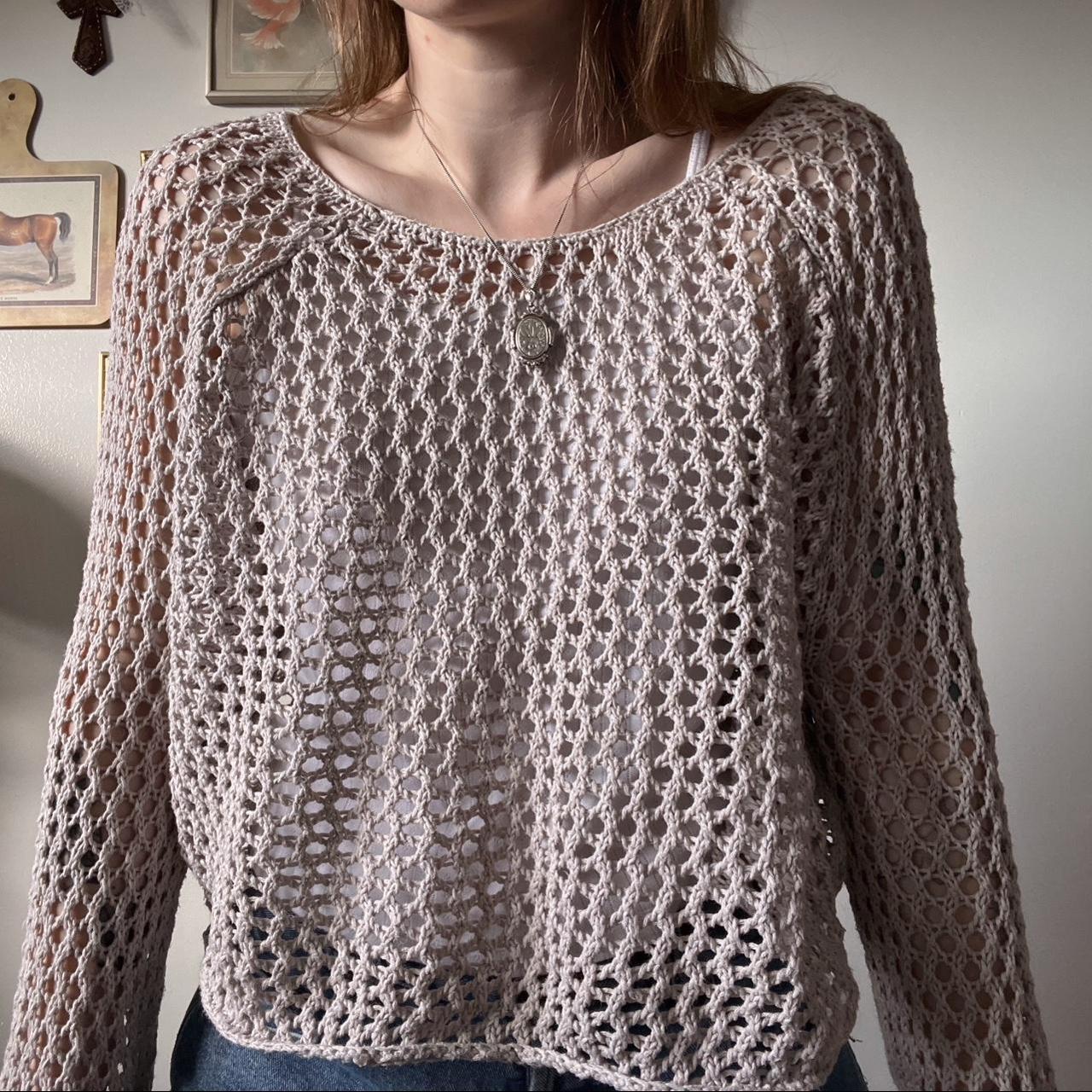 Slouchy fishnet knit sweater (M)