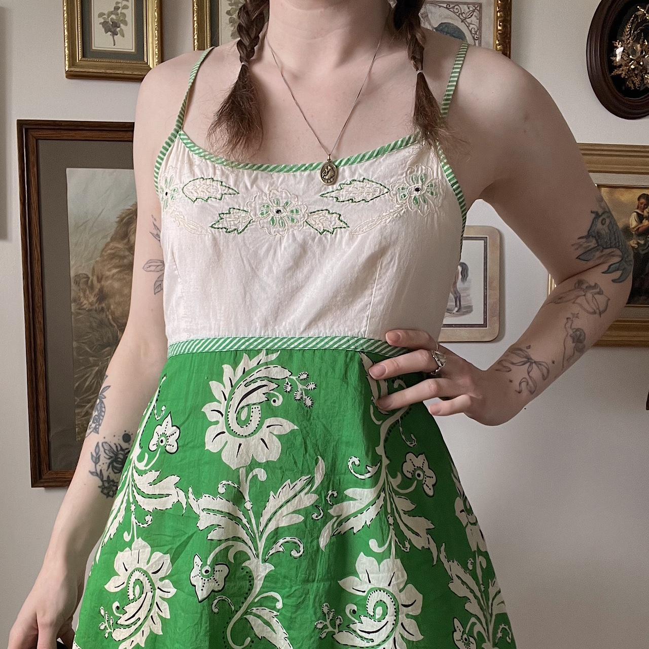 Spring green floral dress (S)