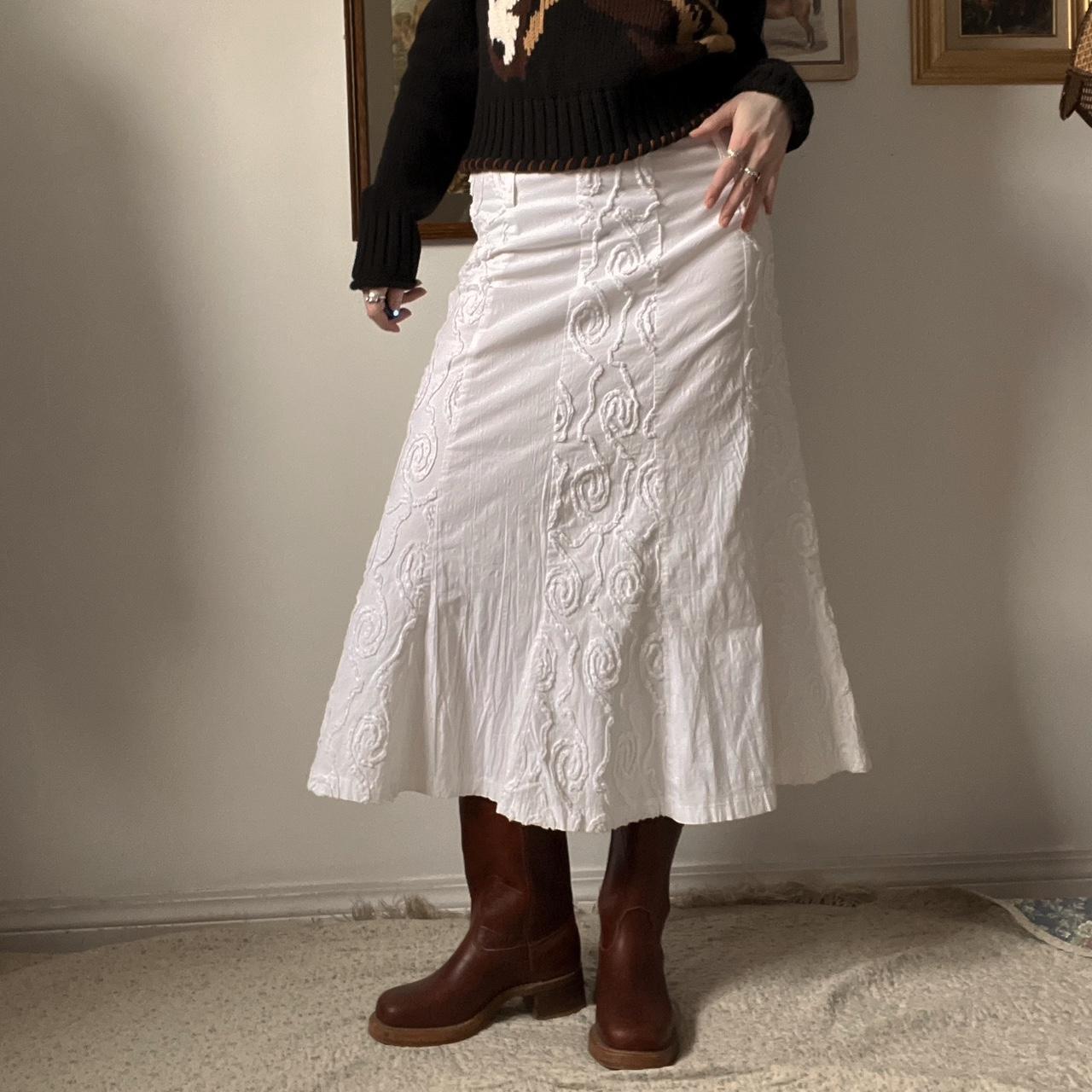 White textured maxi skirt (28")