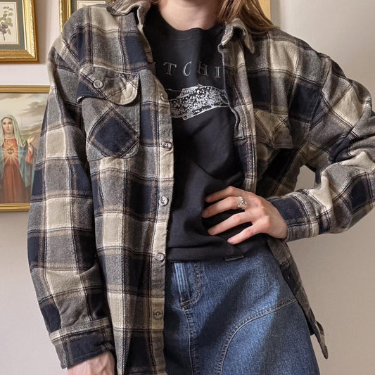 Grunge flannel button up (L)