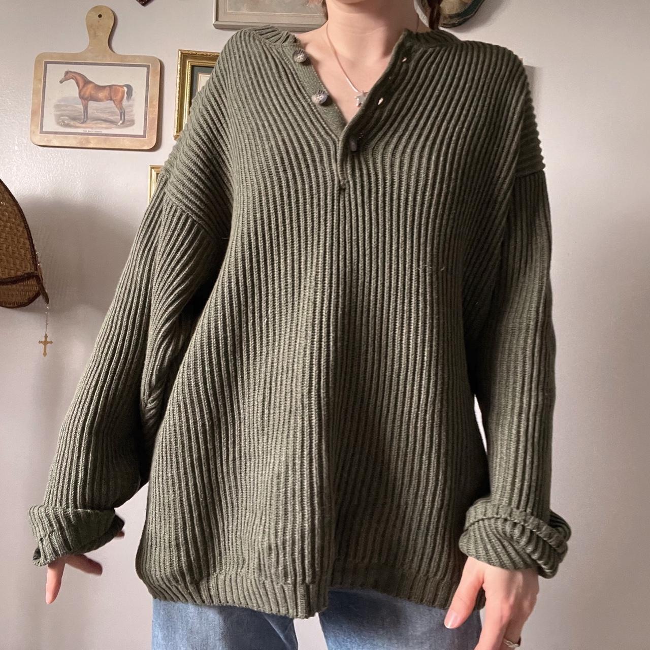 Oversized chunky green knit sweater (XL)