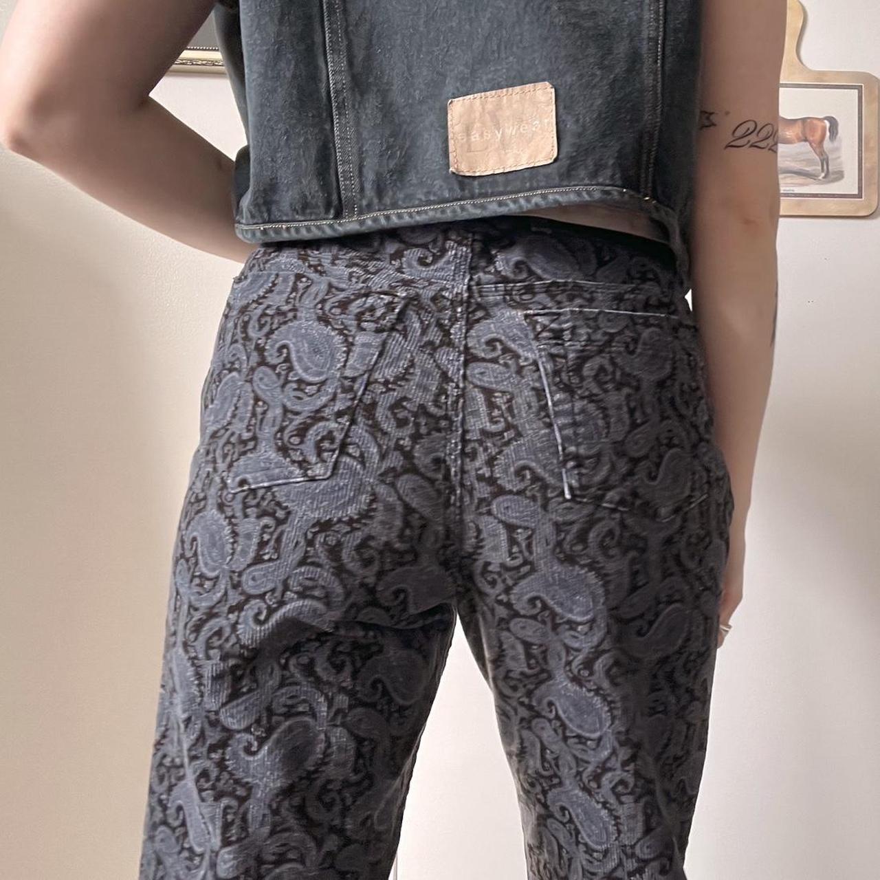 Blue paisley corduroy pants (M)