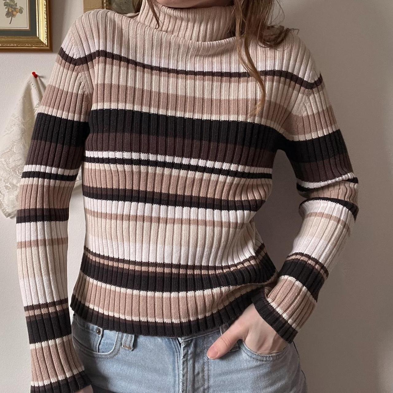 Mocha striped knit jumper (S)