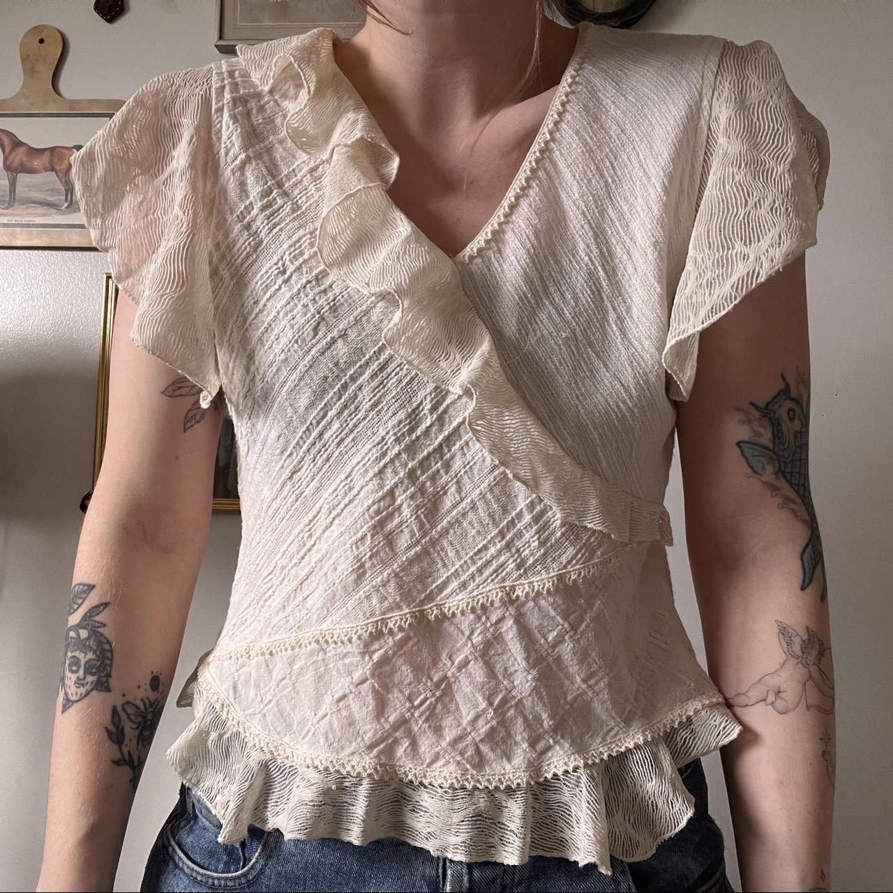 Vintage cottagecore ruffle blouse (S)