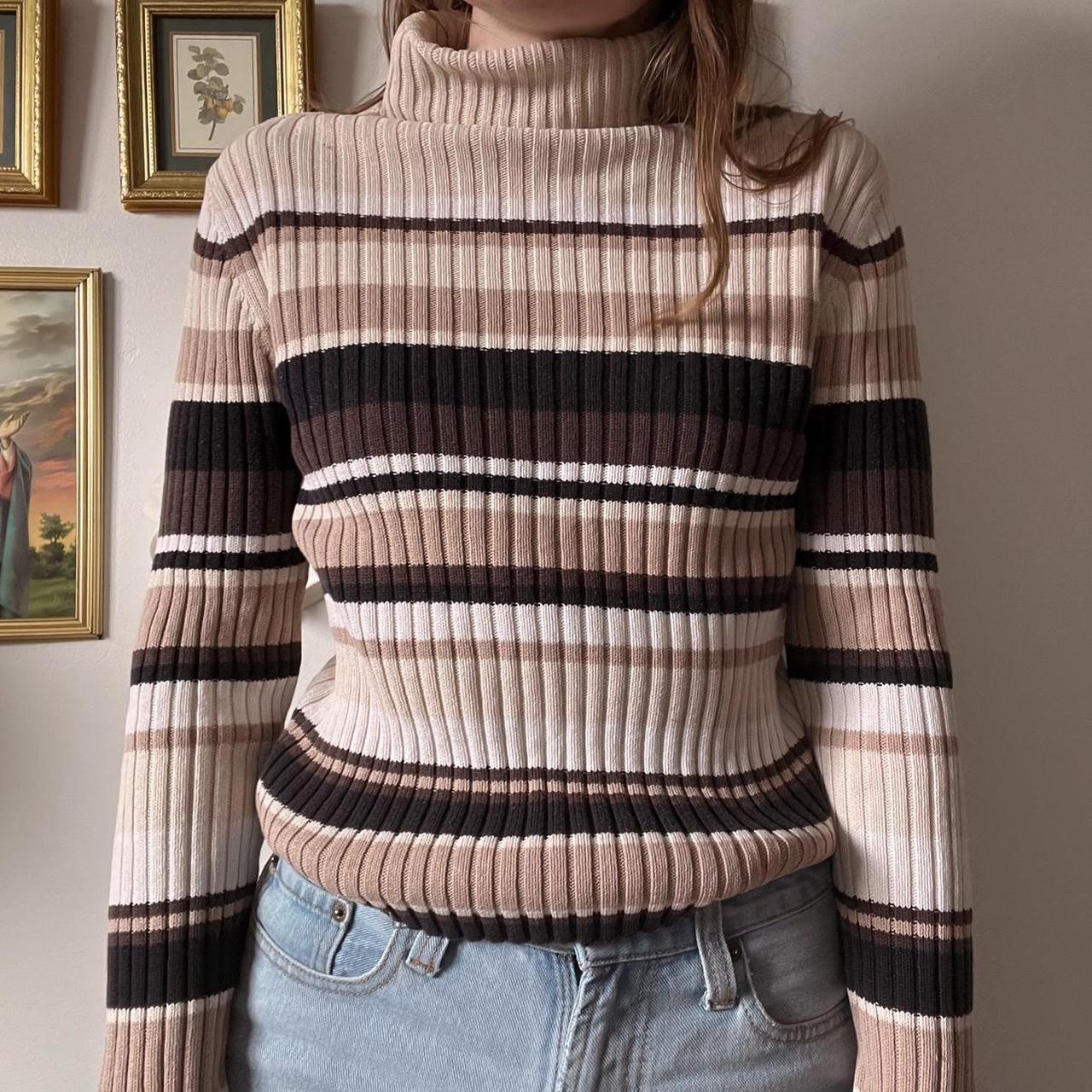 Mocha striped knit jumper (S)