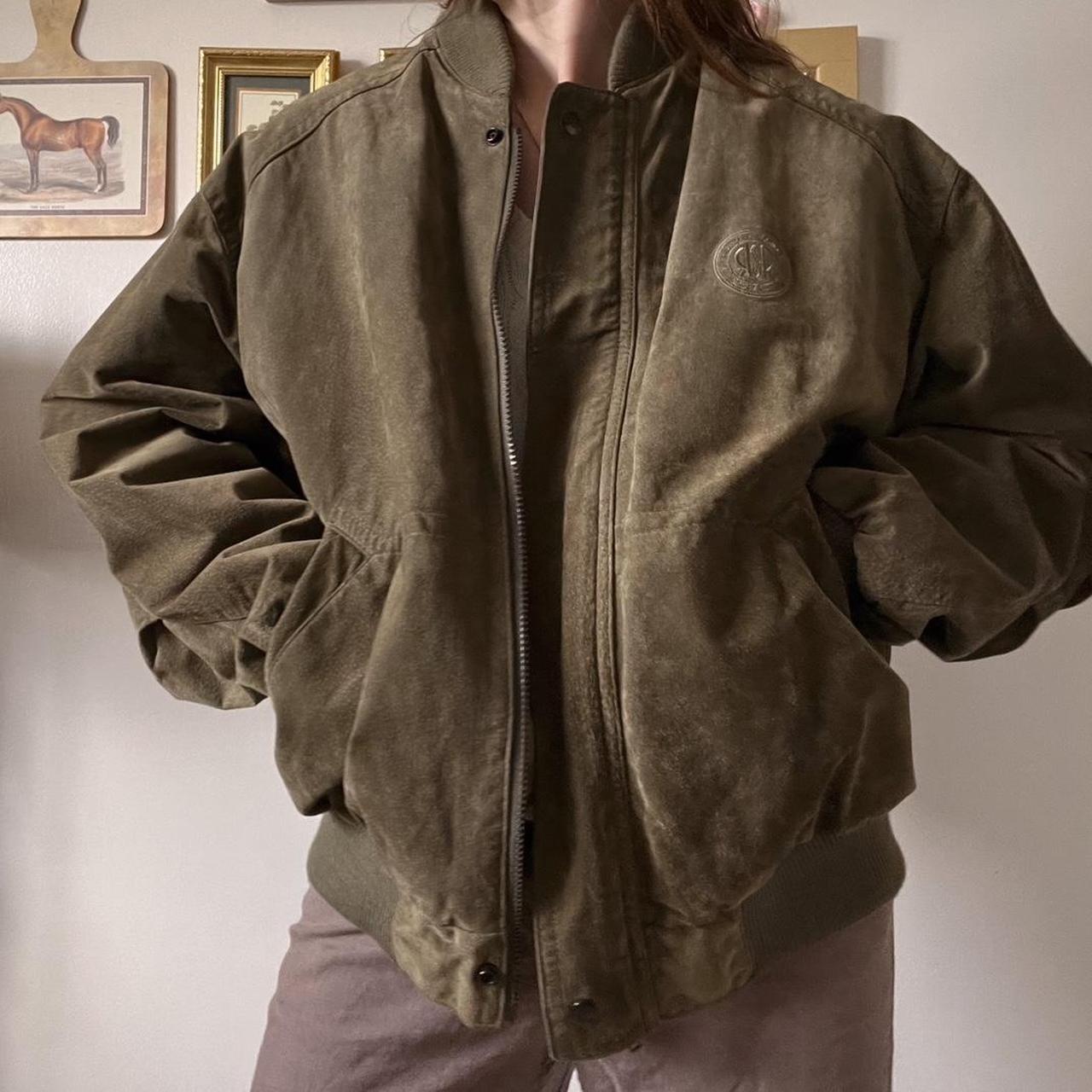 Vintage green suede bomber jacket (L)