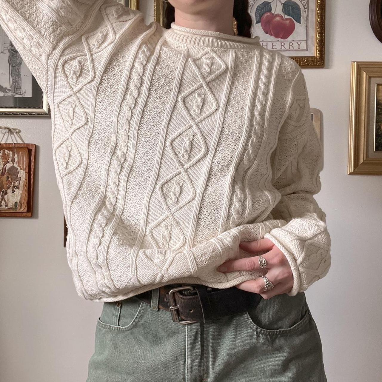 Cream cable knit sweater (S)