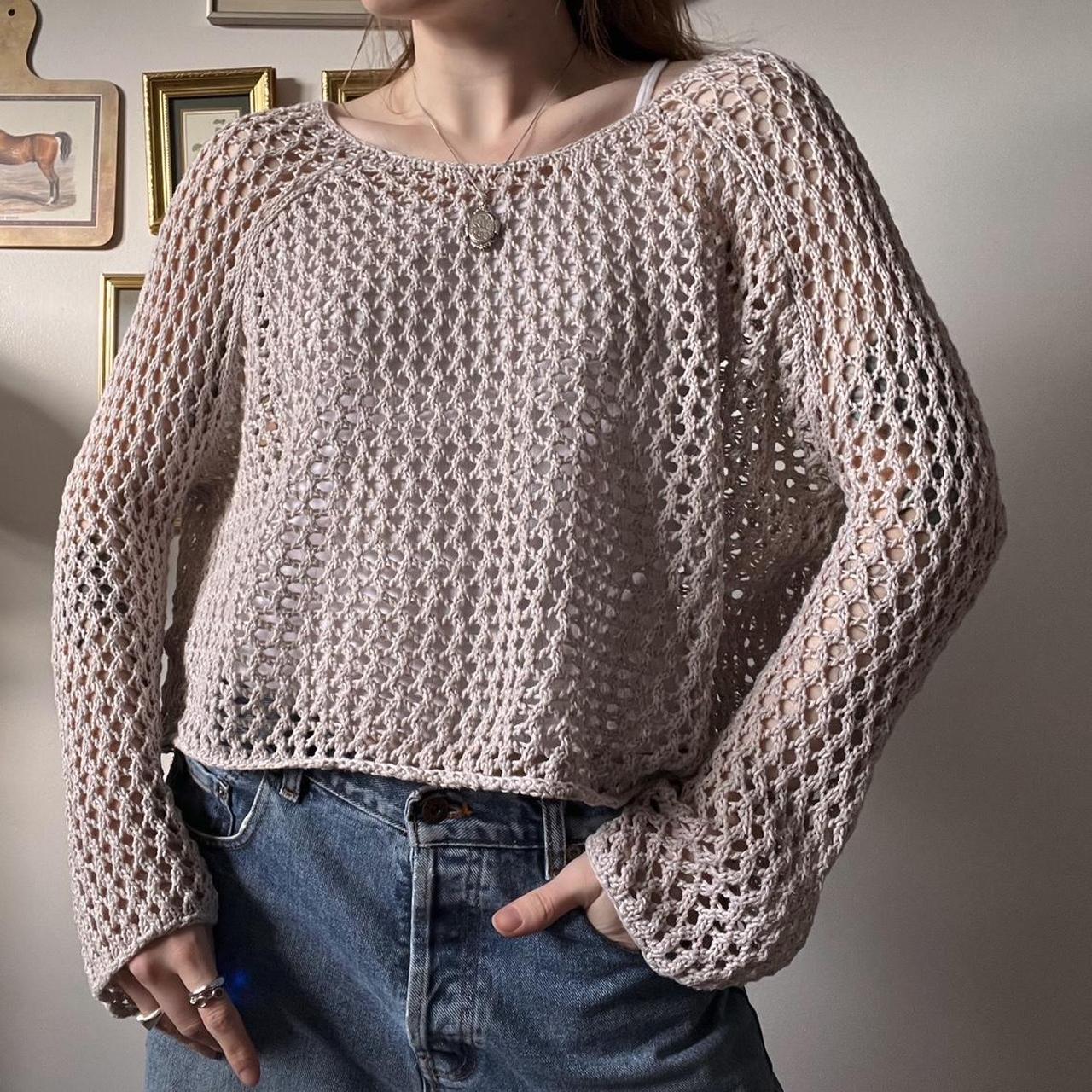 Slouchy fishnet knit sweater (M)