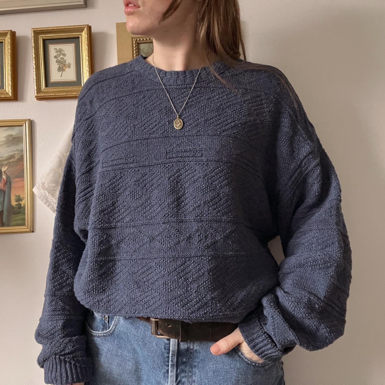 90's navy textured knit sweater (XL)