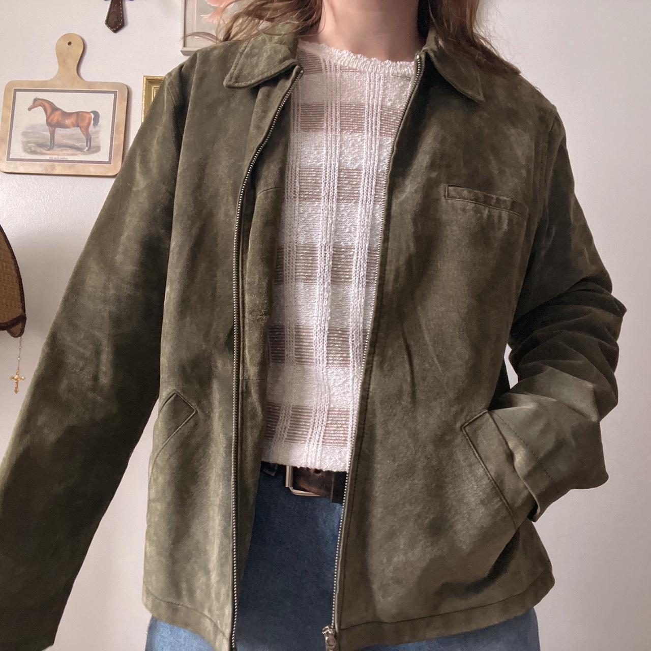 Green suede leather jacket (M)