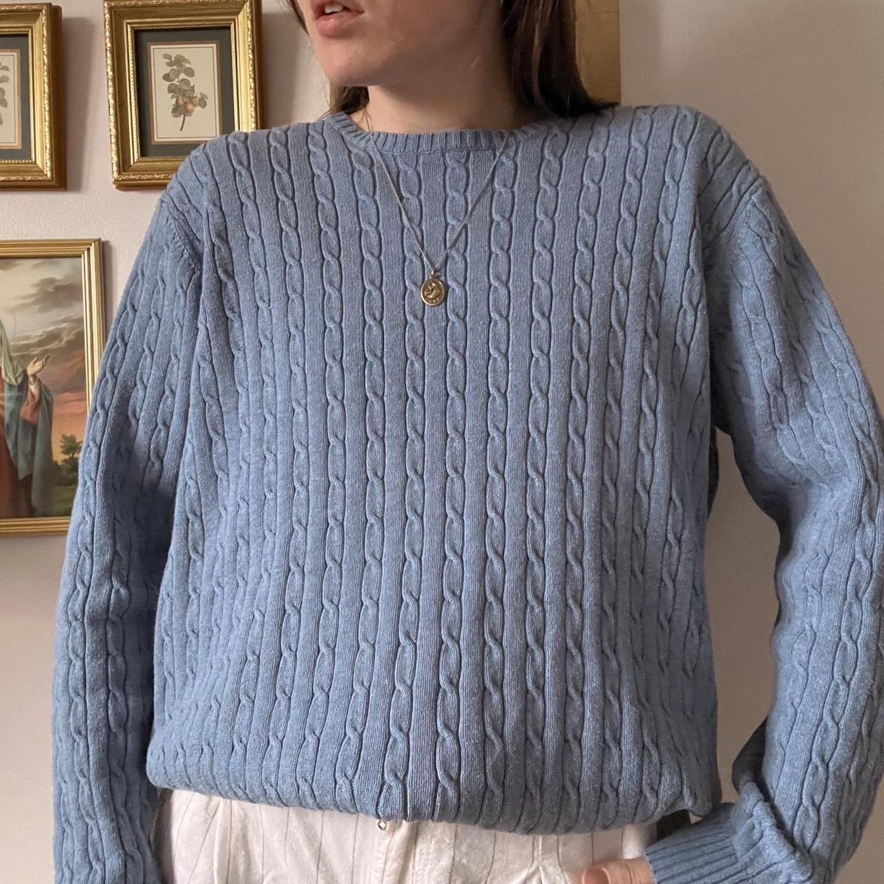 Blue cable knit sweater (M)